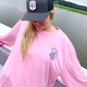 Outnumbered long sleeve fishing shirt - Pink